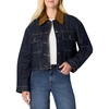 Amazon Essentials Women’s Oversized-Fit Cropped Heavyweight Denim Jacket with Contrast Corduroy Collar(Rinse)