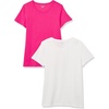 Amazon Essentials Women’s Regular-Fit Short-Sleeve Crewneck T-Shirt, Cotton Modal Blend, Pack of 2(Hot Pink/White)