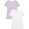 Amazon Essentials Women’s Regular-Fit Short-Sleeve Crewneck T-Shirt, Cotton Modal Blend, Pack of 2(Pastel Lilac/White)