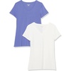 Amazon Essentials Women’s Regular-Fit Short-Sleeve Crewneck T-Shirt, Cotton Modal Blend, Pack of 2(Purple Blue/White)