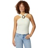 Amazon Essentials Women’s Slim-Fit Ribbed Halter Top with Resin Detail(Cream)