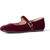 Amazon Essentials Women’s Square-Toe Mary Jane Ballet Flat with Adjustable Metal Buckle Strap, Non-Slip Low Heel, Cushioned(Burgundy Velvet)