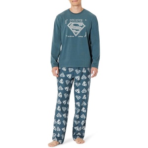Amazon Essentials Men’s 100% Cotton Flannel Pant and Long-Sleeve T-Shirt Pajama Set(Superman)