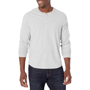Amazon Essentials Men’s Long Sleeve Henley Shirt for Men, Regular-Fit, Cotton, Available in Big & Tall(Light Grey Heather)