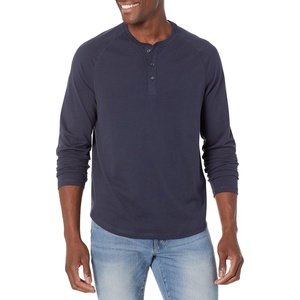 Amazon Essentials Men’s Long Sleeve Henley Shirt for Men, Regular-Fit, Cotton, Available in Big & Tall(Navy)