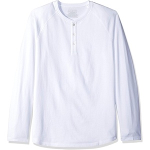 Amazon Essentials Men’s Long Sleeve Henley Shirt for Men, Regular-Fit, Cotton, Available in Big & Tall(White)