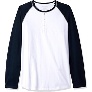 Amazon Essentials Men’s Long Sleeve Henley Shirt for Men, Regular-Fit, Cotton, Available in Big & Tall(White/Navy)
