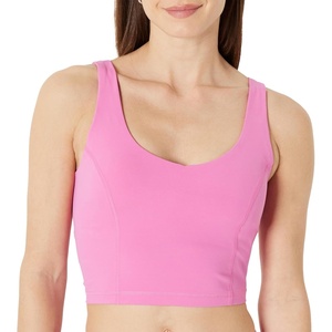 Amazon Essentials Women’s Active FormFlex Buttery Soft Light Support Crop Tank with Bra, Removable Cups(Flamingo Pink)