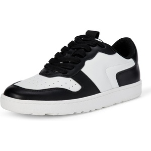 Amazon Essentials Women’s Low Top Court Sneakers with Padded Collar(White/Black)
