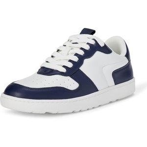 Amazon Essentials Women’s Low Top Court Sneakers with Padded Collar(White/Navy)