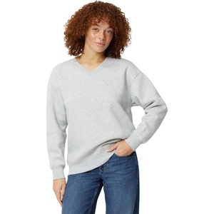 Amazon Essentials Women’s Oversized V-Neck Fleece Pullover Sweatshirt(Light Grey Heather)