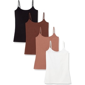 Amazon Essentials Women’s Slim-Fit Camisole for Layering and Everyday Wear, Pack of 4(4-pack Rich Brown Multi)