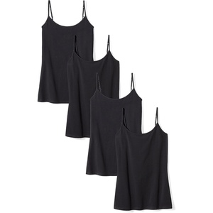 Amazon Essentials Women’s Slim-Fit Camisole for Layering and Everyday Wear, Pack of 4(Black)