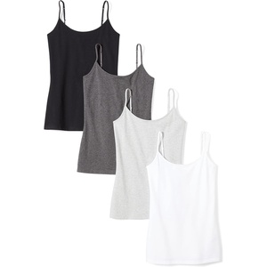 Amazon Essentials Women’s Slim-Fit Camisole for Layering and Everyday Wear, Pack of 4(Black/White/Charcoal Heather/Light Grey Heather)