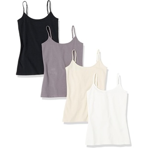 Amazon Essentials Women’s Slim-Fit Camisole for Layering and Everyday Wear, Pack of 4(Grey/Taupe/ Multi)