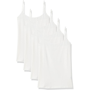 Amazon Essentials Women’s Slim-Fit Camisole for Layering and Everyday Wear, Pack of 4(White)