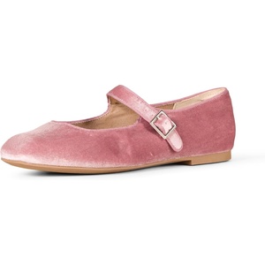 Amazon Essentials Women’s Square-Toe Mary Jane Ballet Flat with Adjustable Metal Buckle Strap, Non-Slip Low Heel, Cushioned(Mauve Velvet)