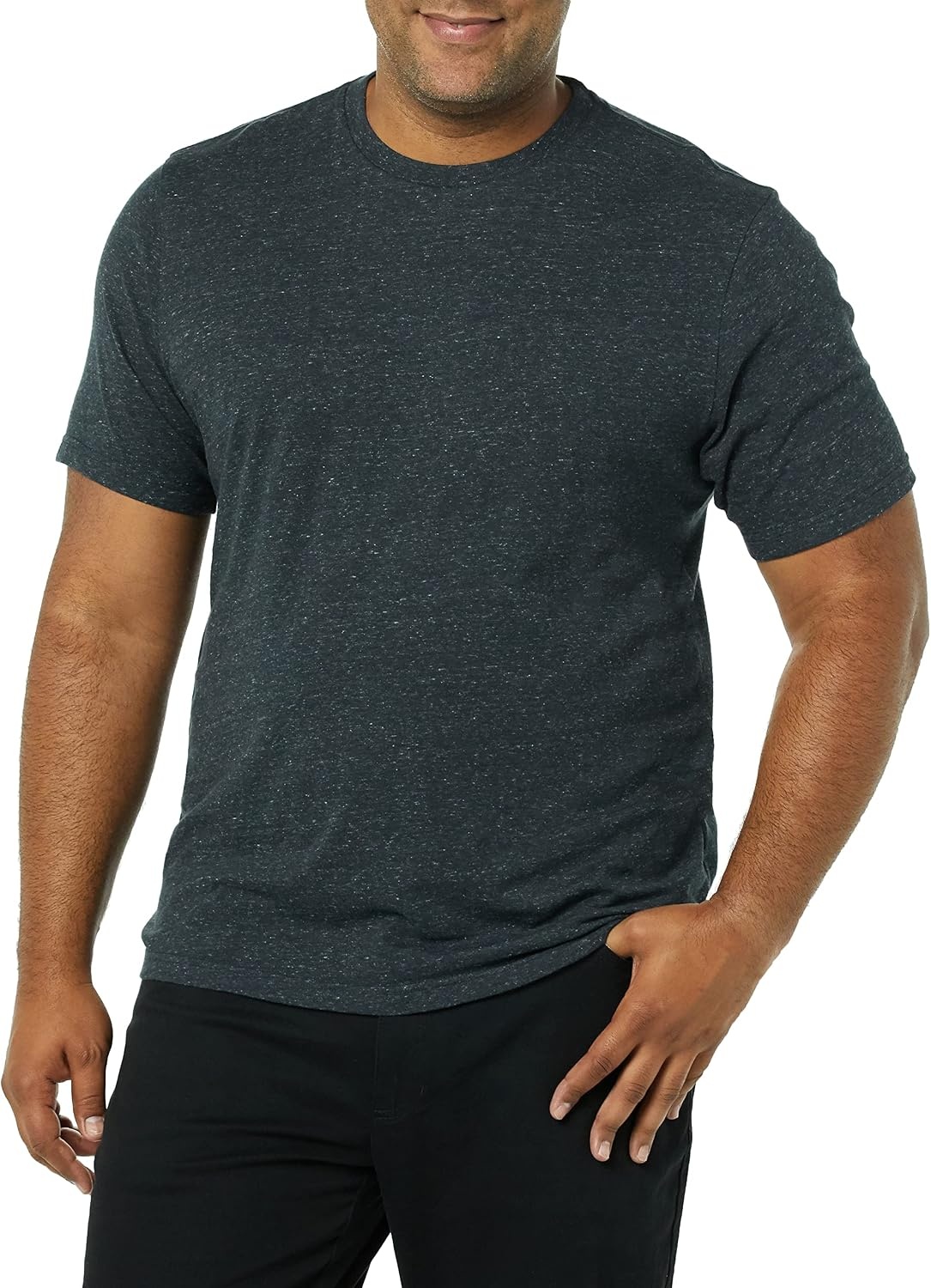 image:imageAmazon Essentials Mens ShortSleeve Crewneck TShirtsBlackCharcoal Heather