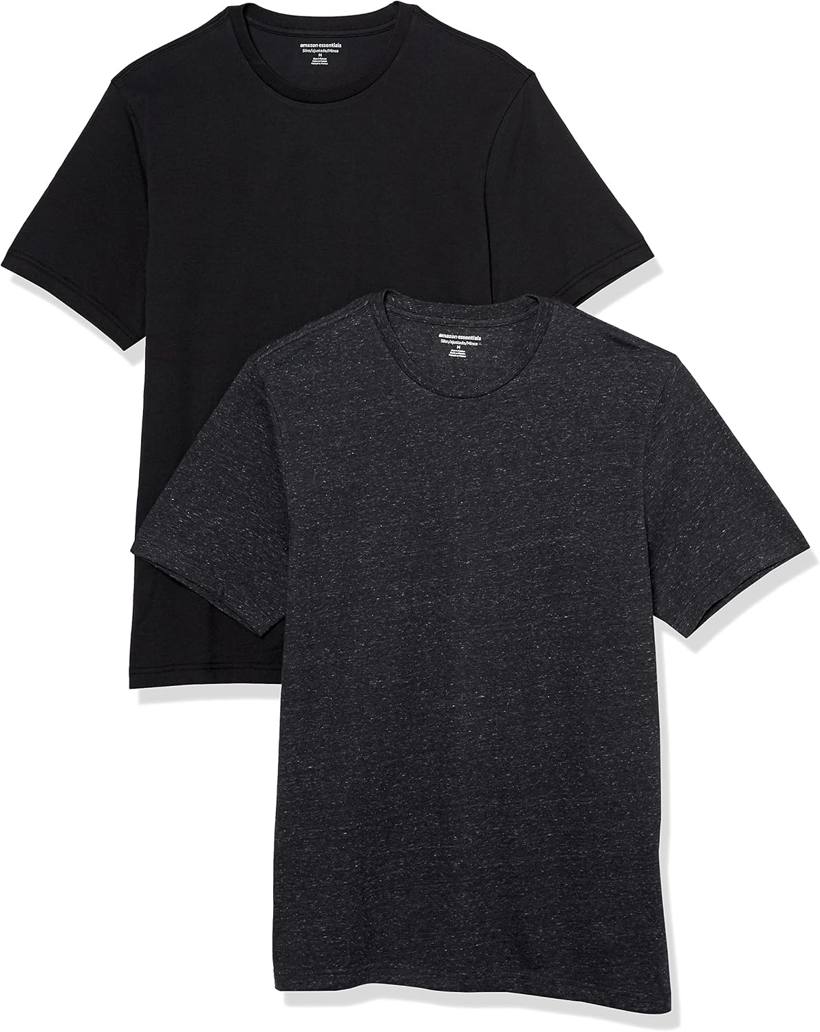 image:imageAmazon Essentials Mens ShortSleeve Crewneck TShirtsBlackCharcoal Heather