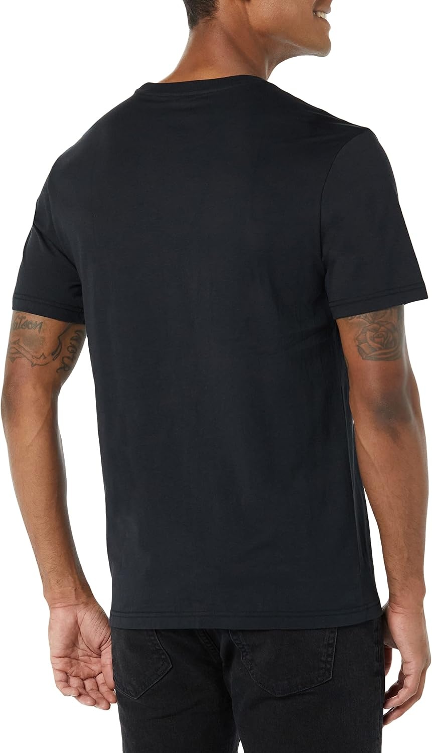 image:imageAmazon Essentials Mens ShortSleeve Crewneck TShirtsBlackCharcoal Heather