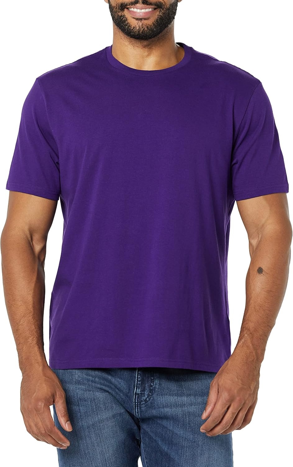image:imageAmazon Essentials Mens ShortSleeve Crewneck TShirtsBlackDark Purple