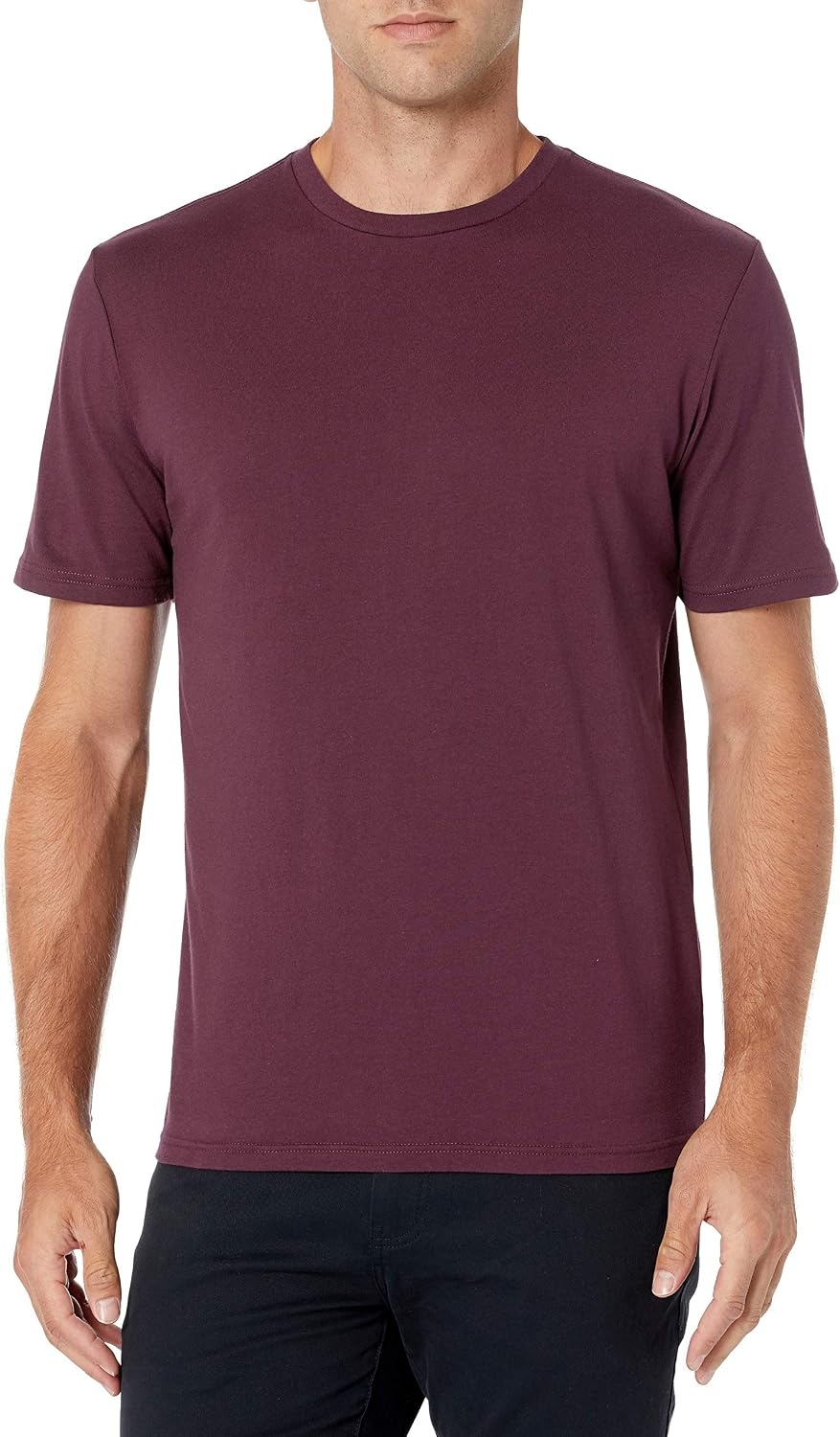 image:imageAmazon Essentials Mens ShortSleeve Crewneck TShirtsCharcoal HeatherBurgundy