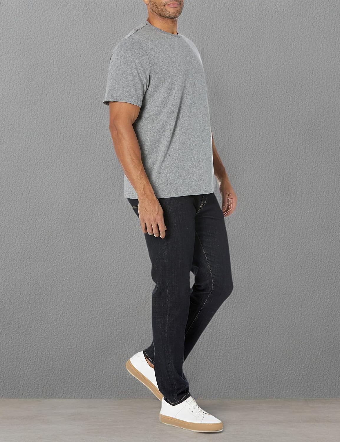 image:imageAmazon Essentials Mens ShortSleeve Crewneck TShirtsHeather GreyPale Pink