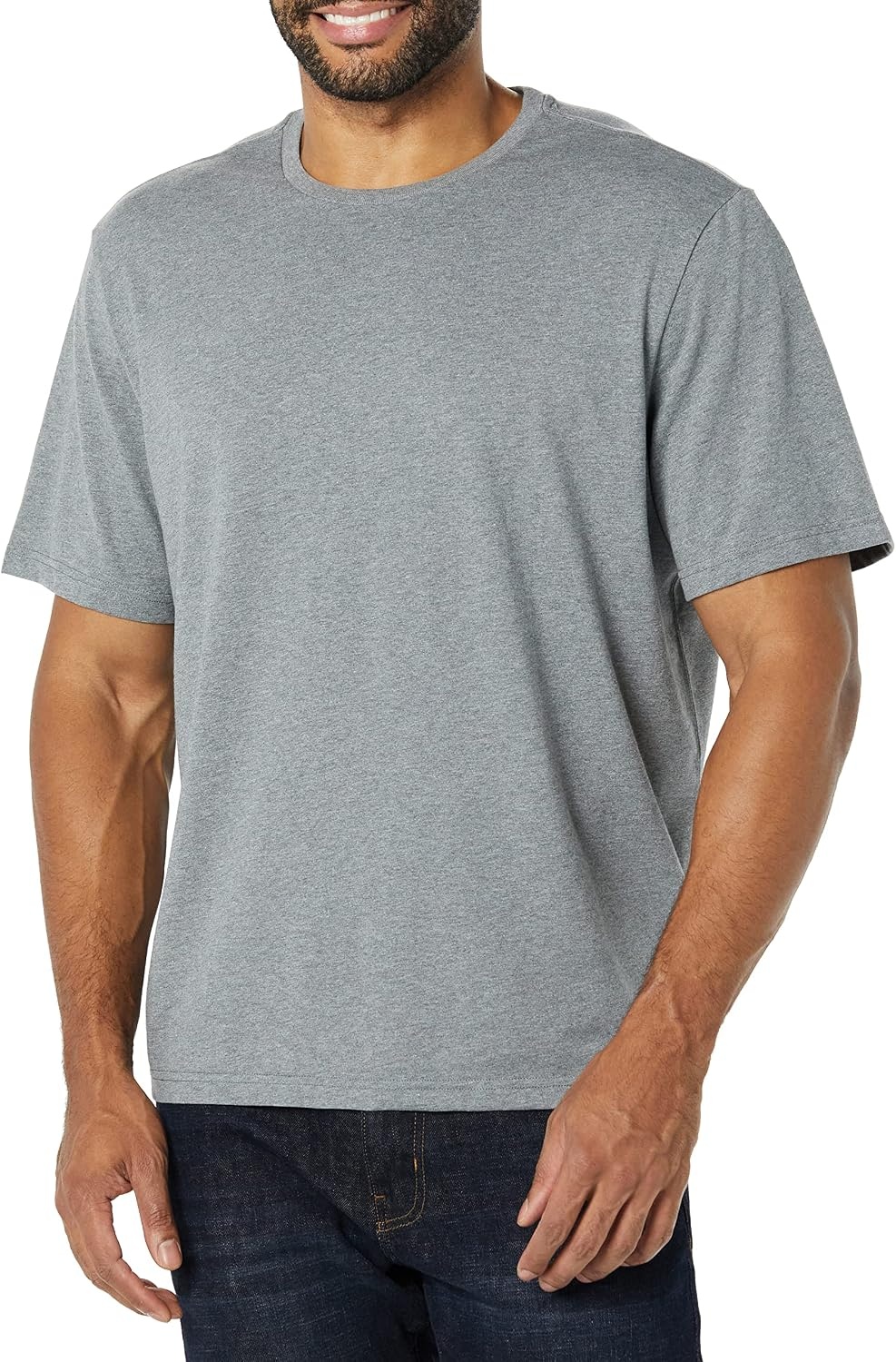 image:imageAmazon Essentials Mens ShortSleeve Crewneck TShirtsHeather GreyWhite
