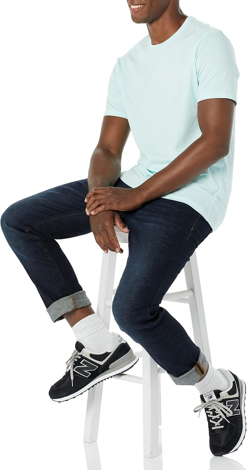 image:imageAmazon Essentials Mens ShortSleeve Crewneck TShirtsLight BlueLight Aqua