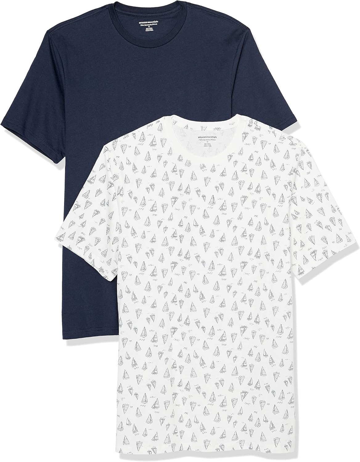 image:imageAmazon Essentials Mens ShortSleeve Crewneck TShirtsNavy Boat Print