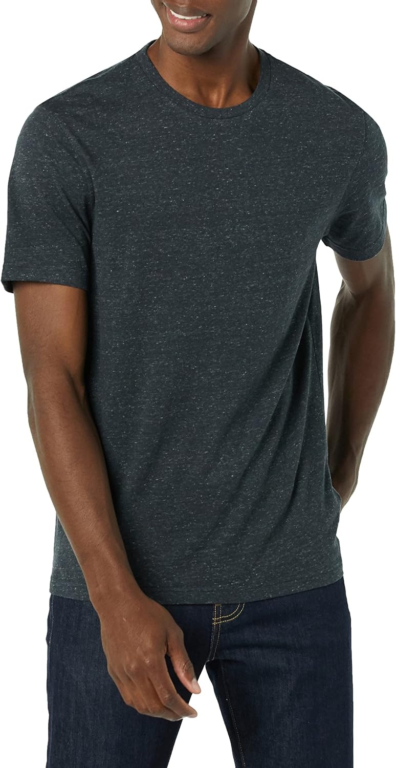 image:imageAmazon Essentials Mens ShortSleeve Crewneck TShirtsNavyCharcoal Heather