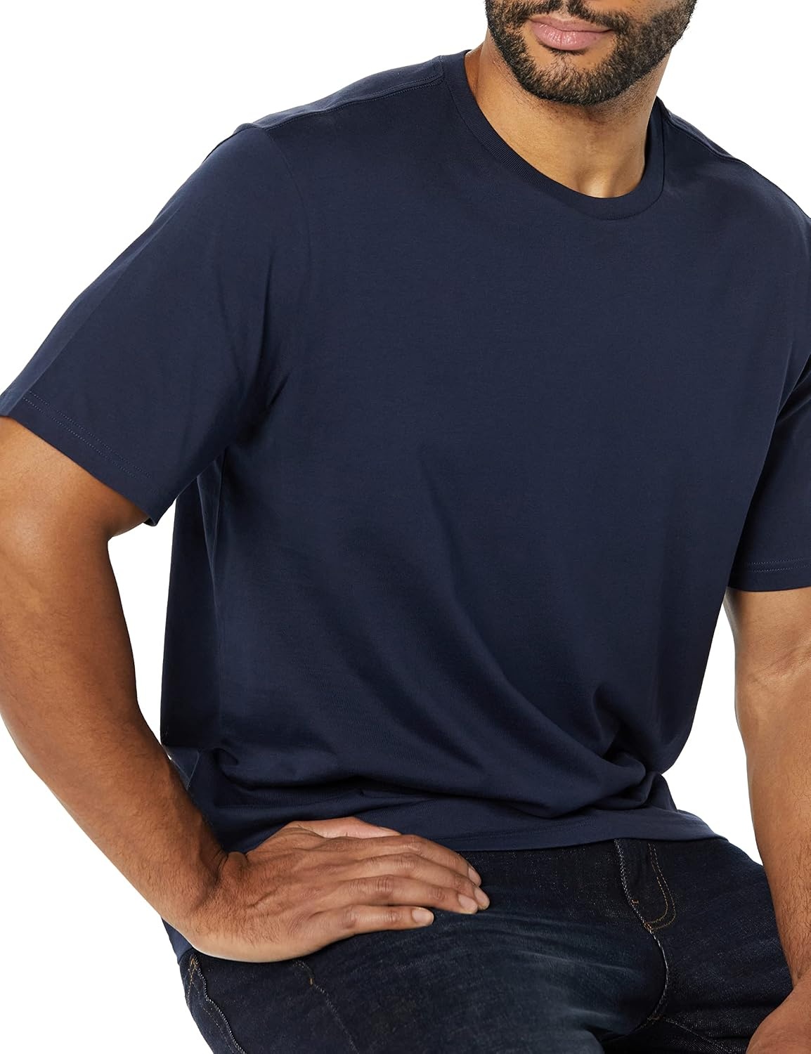 image:imageAmazon Essentials Mens ShortSleeve Crewneck TShirtsNavyCharcoal Heather
