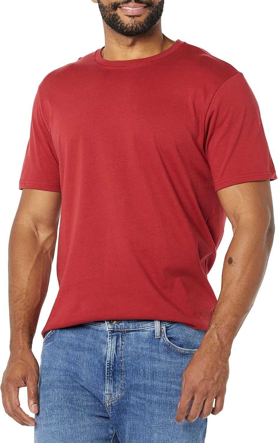 image:imageAmazon Essentials Mens ShortSleeve Crewneck TShirtsNavyDark Red