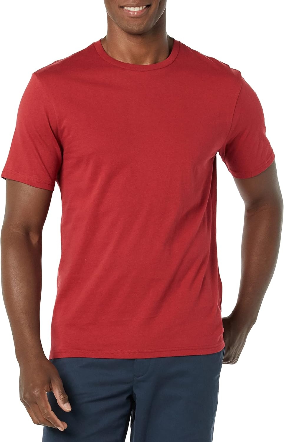 image:imageAmazon Essentials Mens ShortSleeve Crewneck TShirtsNavyDark Red