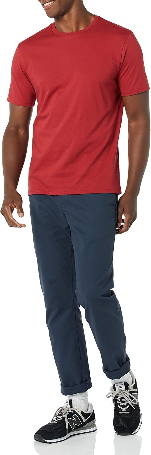 image:imageAmazon Essentials Mens ShortSleeve Crewneck TShirtsNavyDark Red