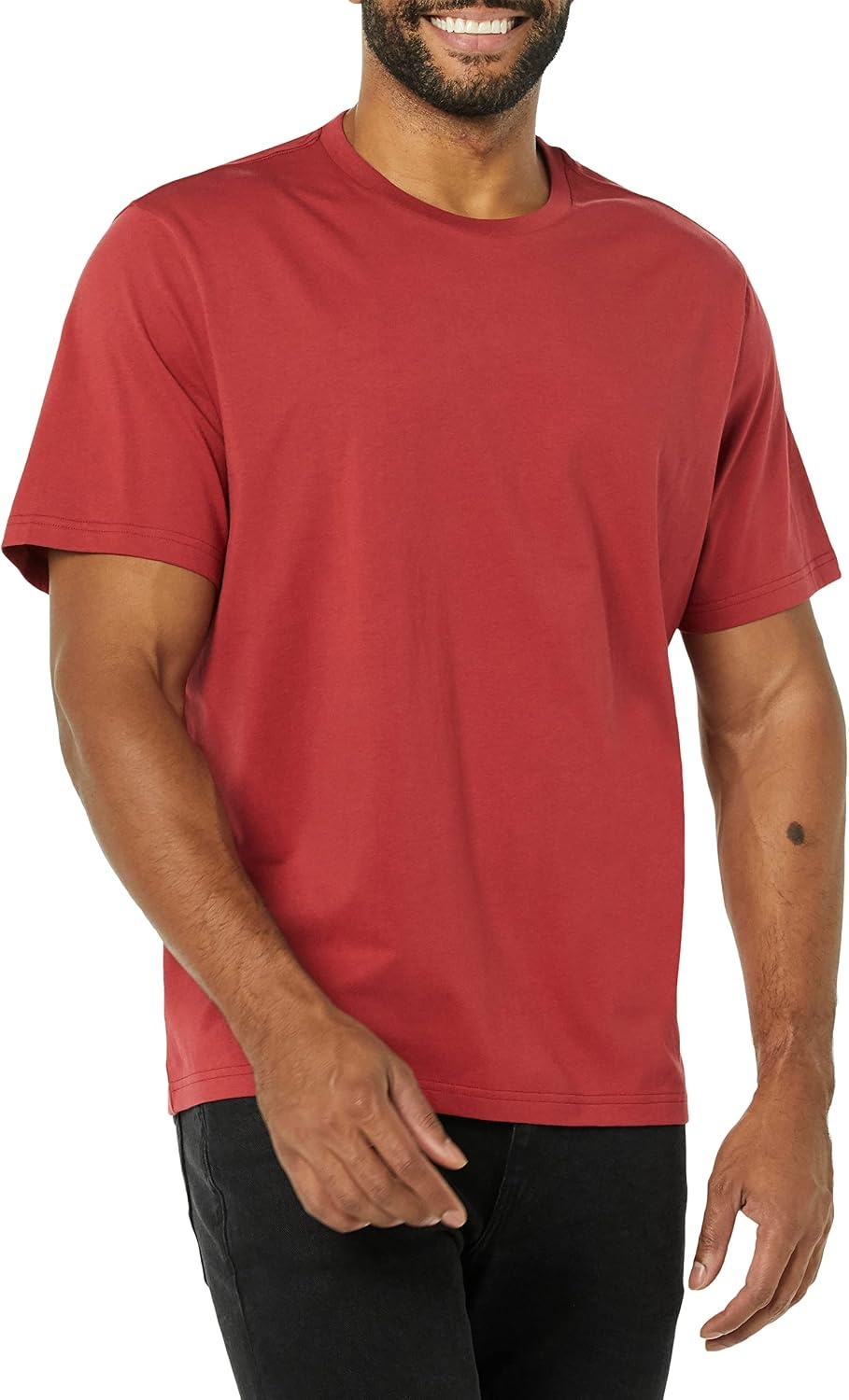 image:imageAmazon Essentials Mens ShortSleeve Crewneck TShirtsNavyDark Red