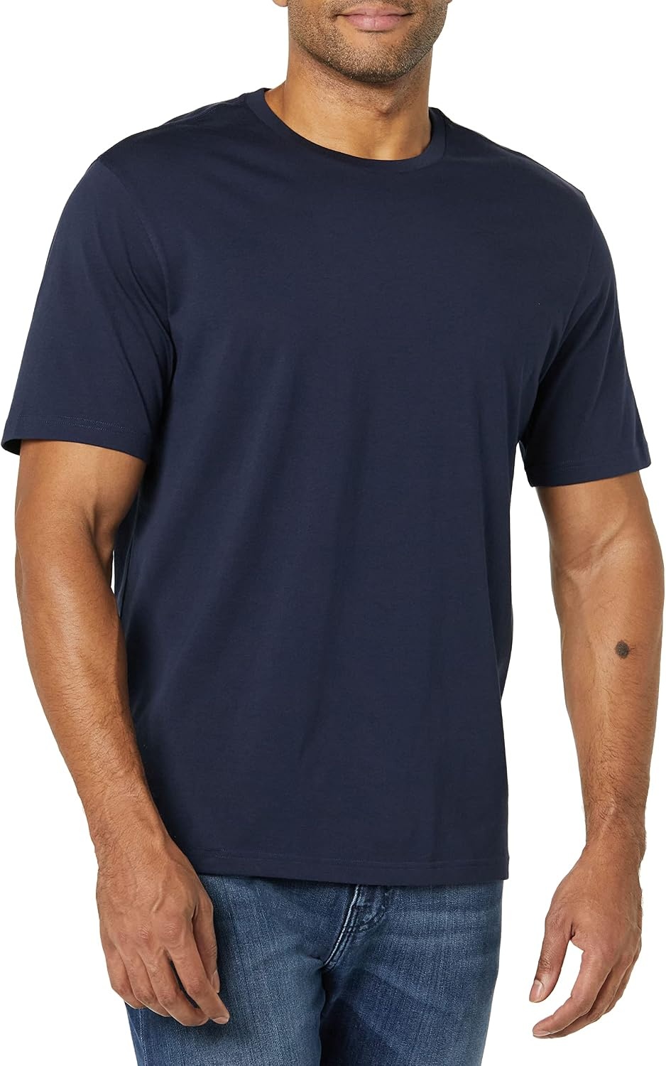 image:imageAmazon Essentials Mens ShortSleeve Crewneck TShirtsNavyOlive Stripe