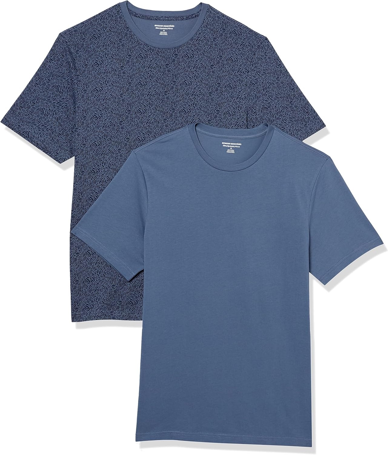 image:imageAmazon Essentials Mens ShortSleeve Crewneck TShirtsWashed Blue Tonal Floral Print