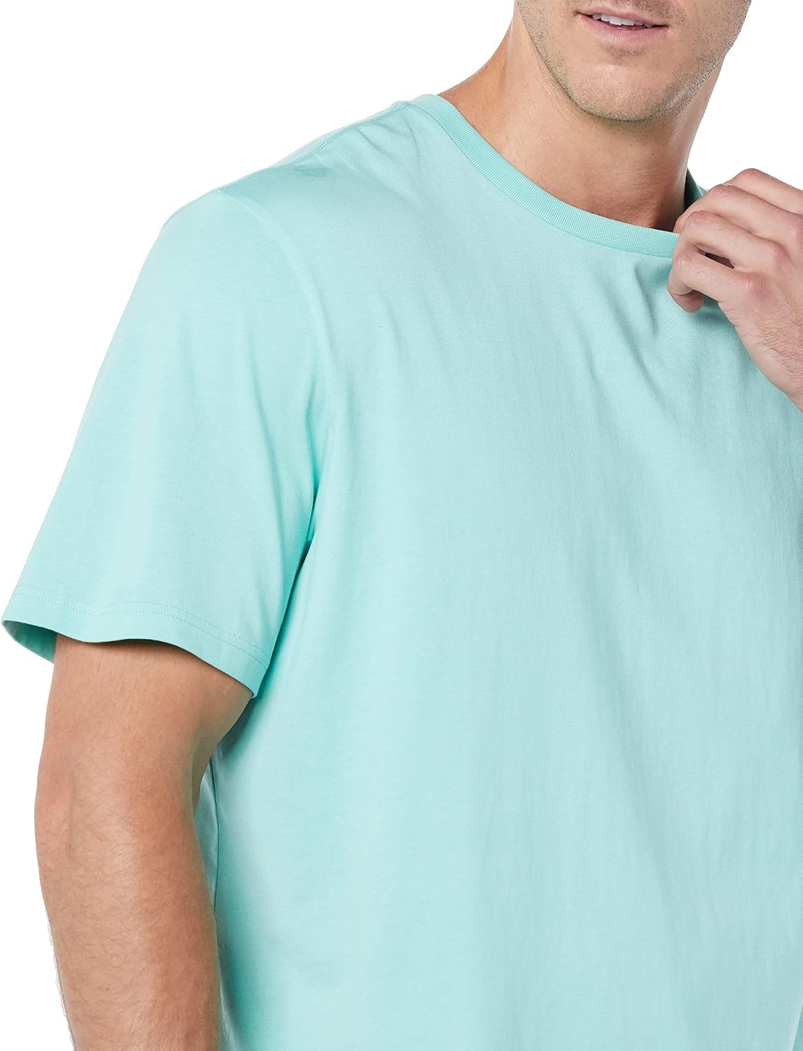 image:imageAmazon Essentials Mens ShortSleeve Crewneck TShirtsWhiteAqua