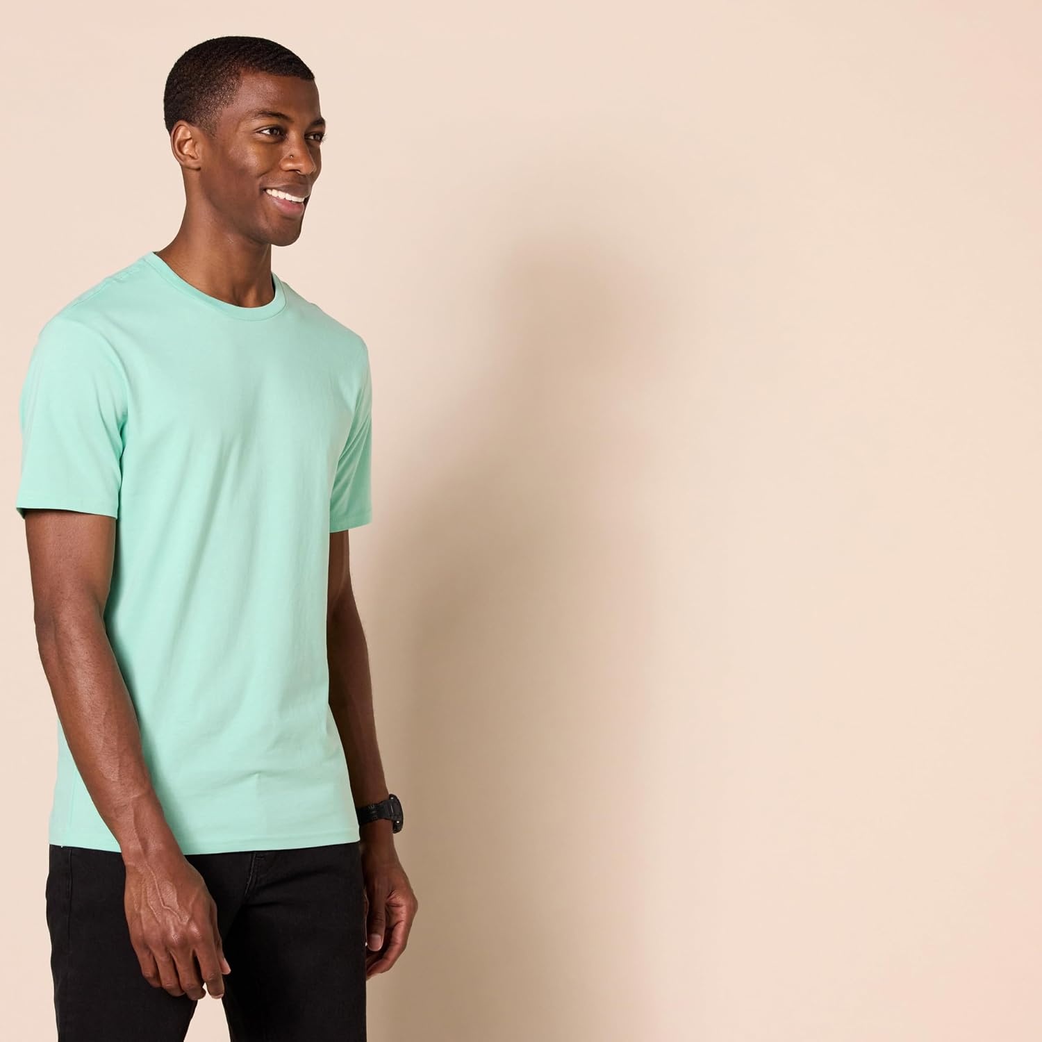 image:imageAmazon Essentials Mens ShortSleeve Crewneck TShirtsWhiteAqua