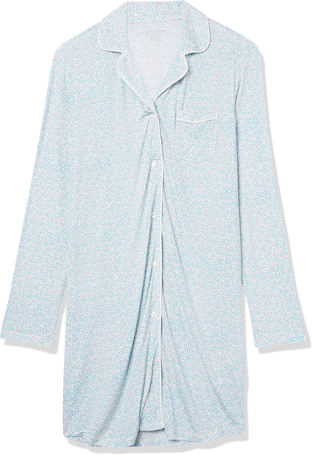 image:imageAmazon Essentials Womens Breathable Piped Nightshirt Available in Plus SizeBlue Pink Leopard