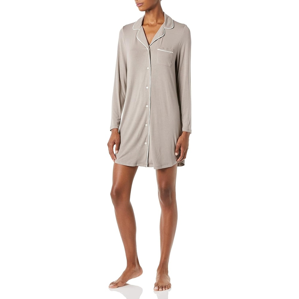 image:imageAmazon Essentials Womens Breathable Piped Nightshirt Available in Plus SizeSmokey Grey