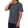 Amazon Essentials Men’s Short-Sleeve Crewneck T-Shirts(Heather Grey/Navy  Stripe)