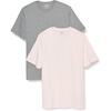 Amazon Essentials Men’s Short-Sleeve Crewneck T-Shirts(Heather Grey/Pale Pink)