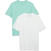 Amazon Essentials Men’s Short-Sleeve Crewneck T-Shirts(White/Aqua)