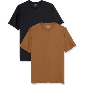 Amazon Essentials Men’s Short-Sleeve Crewneck T-Shirts(Black/Brown)