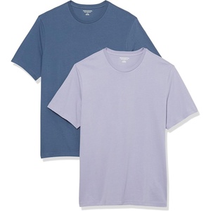 Amazon Essentials Men’s Short-Sleeve Crewneck T-Shirts(Washed Blue/Lavender)