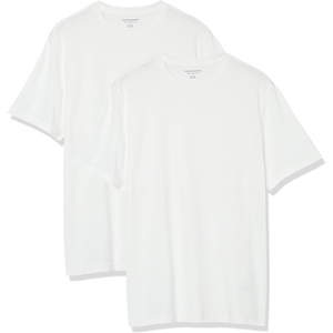 Amazon Essentials Men’s Short-Sleeve Crewneck T-Shirts(White/White)