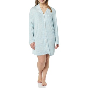 Amazon Essentials Women’s Breathable Piped Nightshirt (Available in Plus Size)(Blue Pink Leopard)