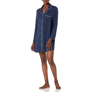 Amazon Essentials Women’s Breathable Piped Nightshirt (Available in Plus Size)(Washed Navy)